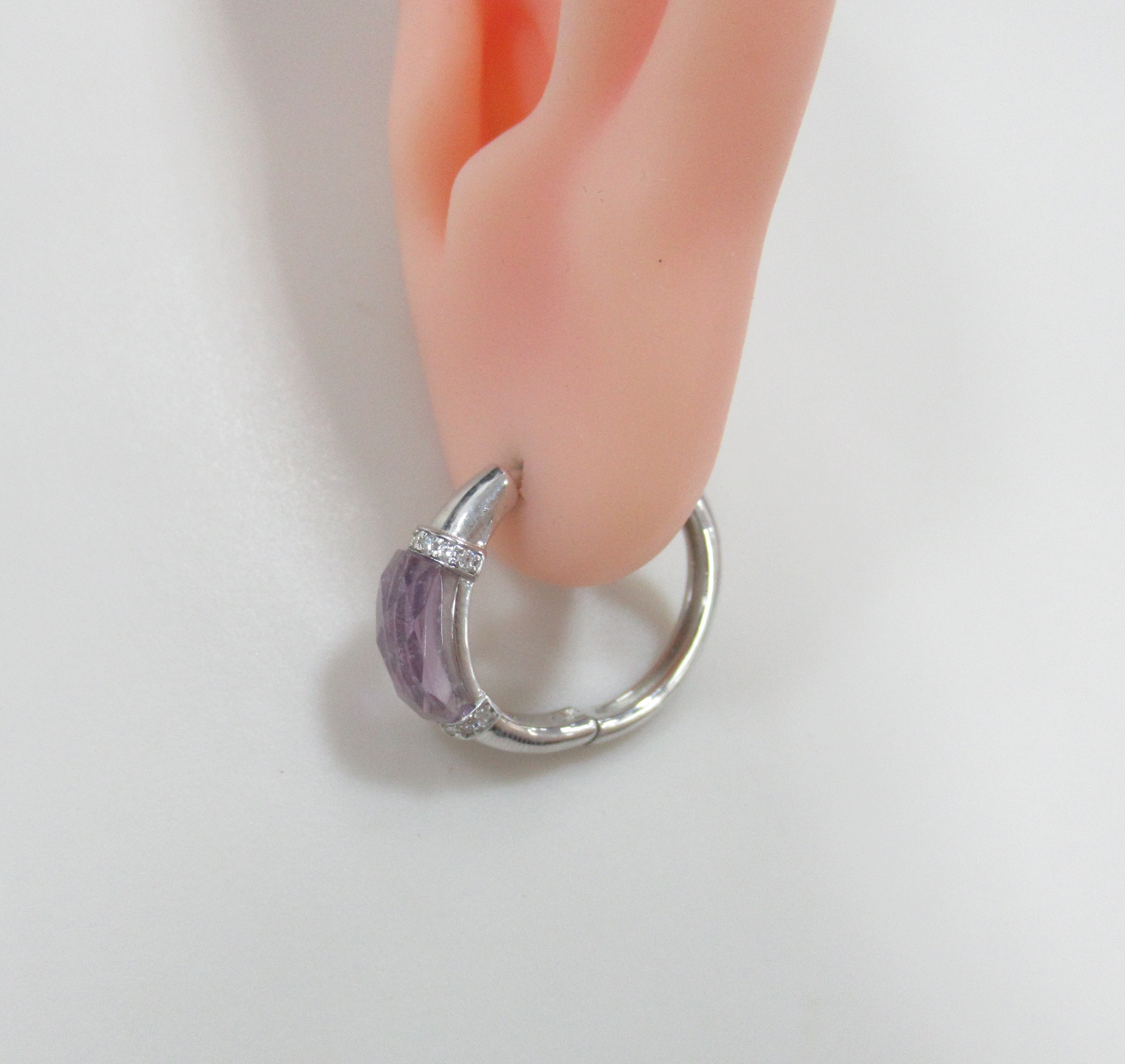 Серебряные серьги-конго с аметистами